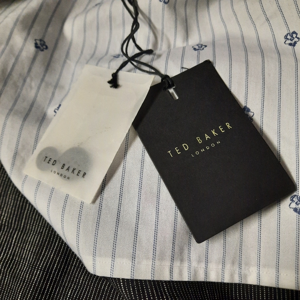 Ted Baker Sport Coat Mens Size 5(XL) Black Stripe 100% Linen Suit Blazer Jacket - Picture 6 of 14